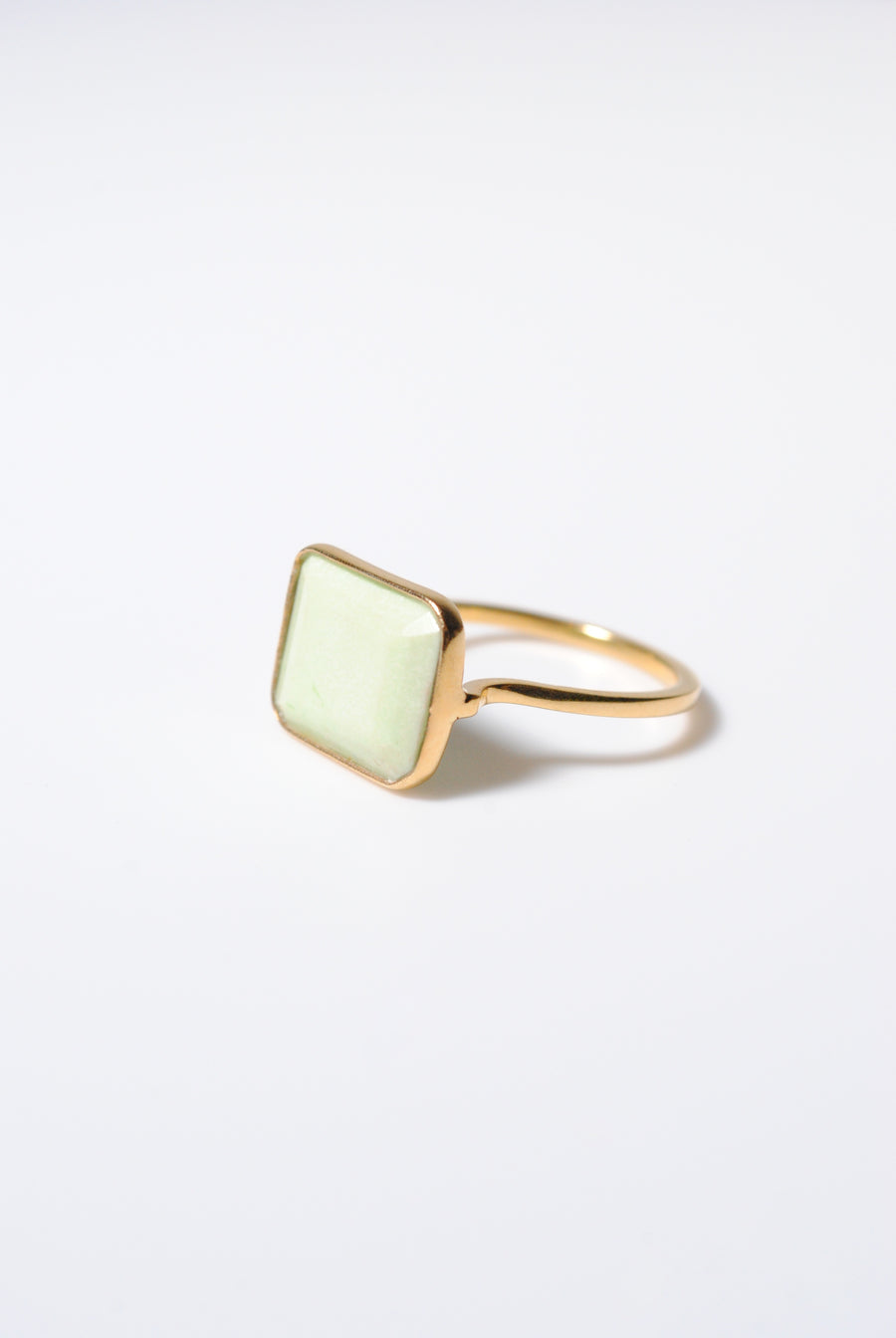 (Lemon Chrysoprase/Gold) Octagon Tile Ring