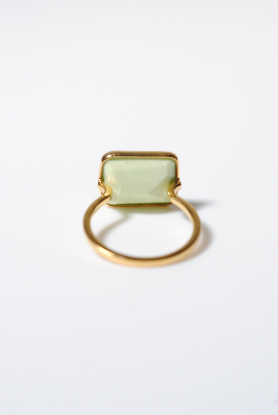 (Lemon Chrysoprase/Gold) Octagon Tile Ring