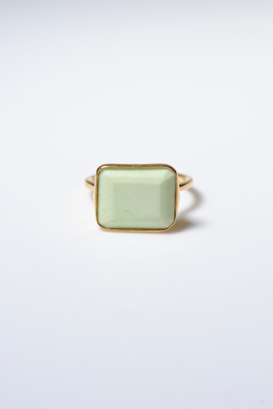 (Lemon Chrysoprase/Gold) Octagon Tile Ring