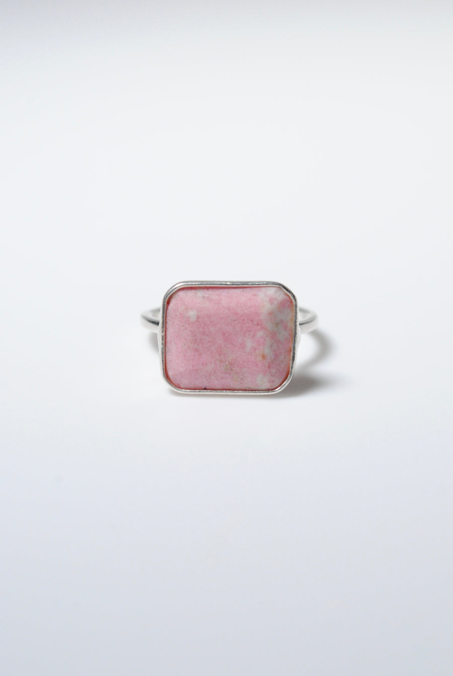 (Thulite/silver) octagon tile ring