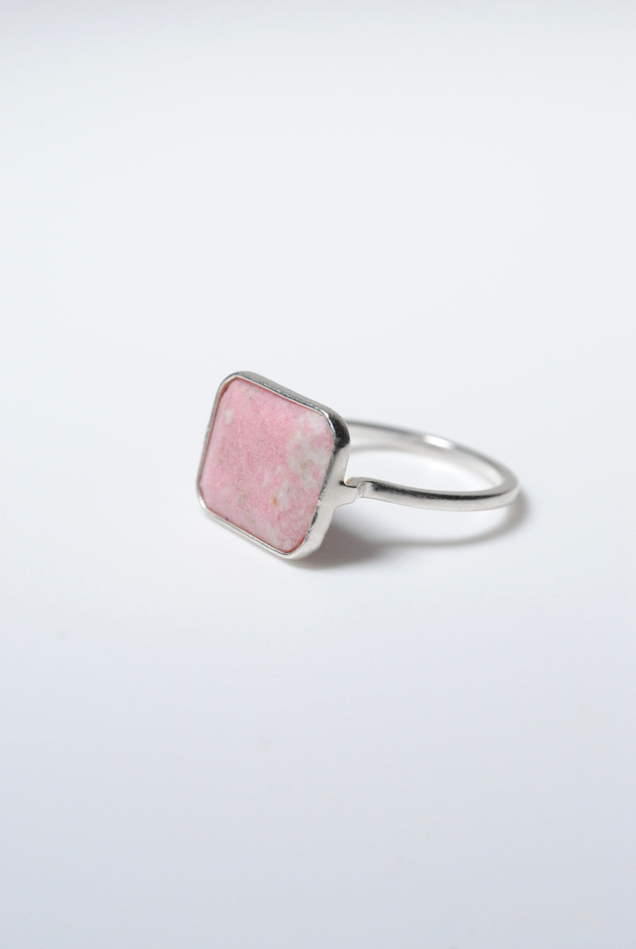 (Thulite/silver) octagon tile ring