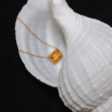 (ディープシトリン/silver) octagon tile necklace