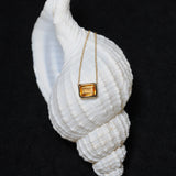 (ディープシトリン/silver) octagon tile necklace