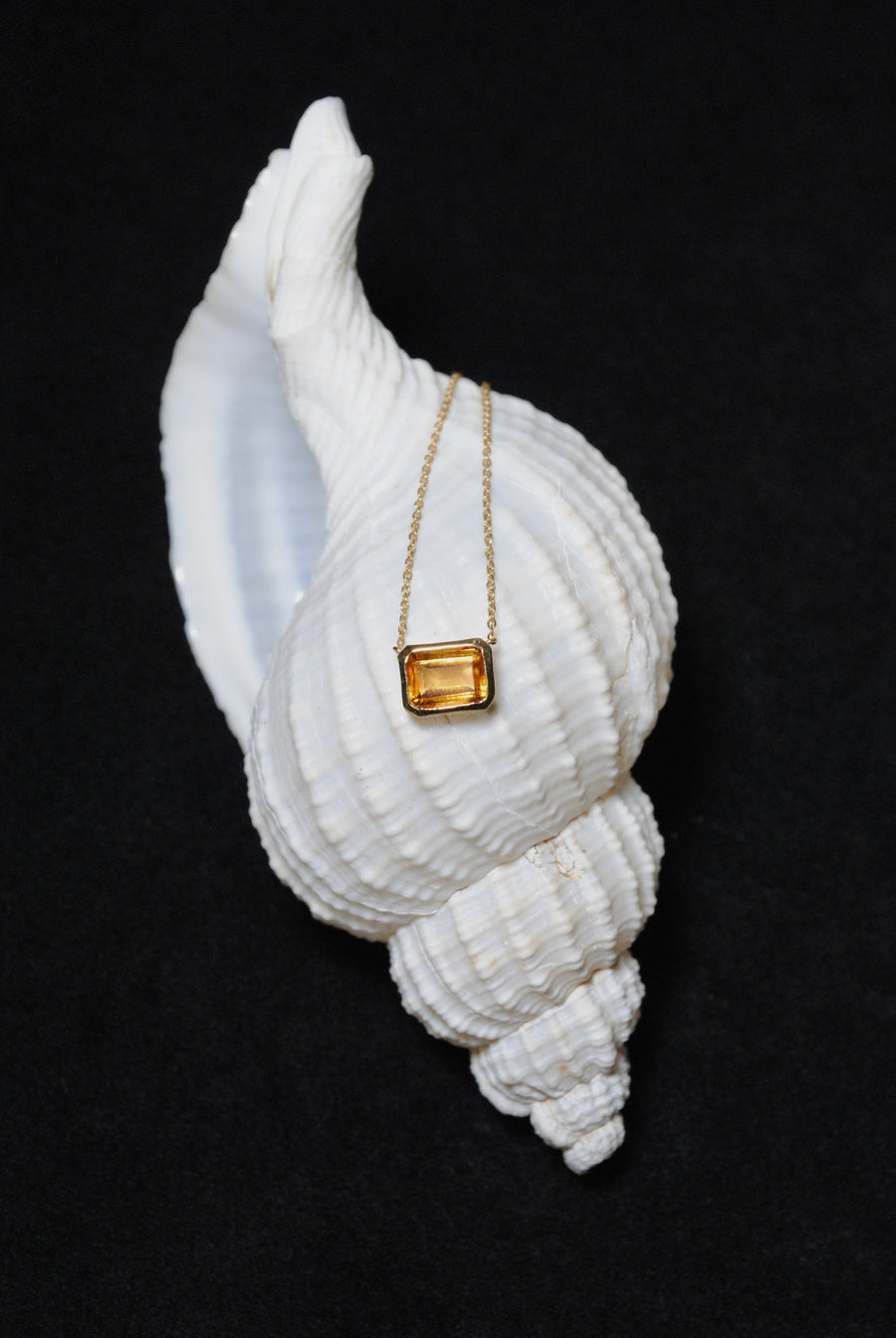 (ディープシトリン/silver) octagon tile necklace