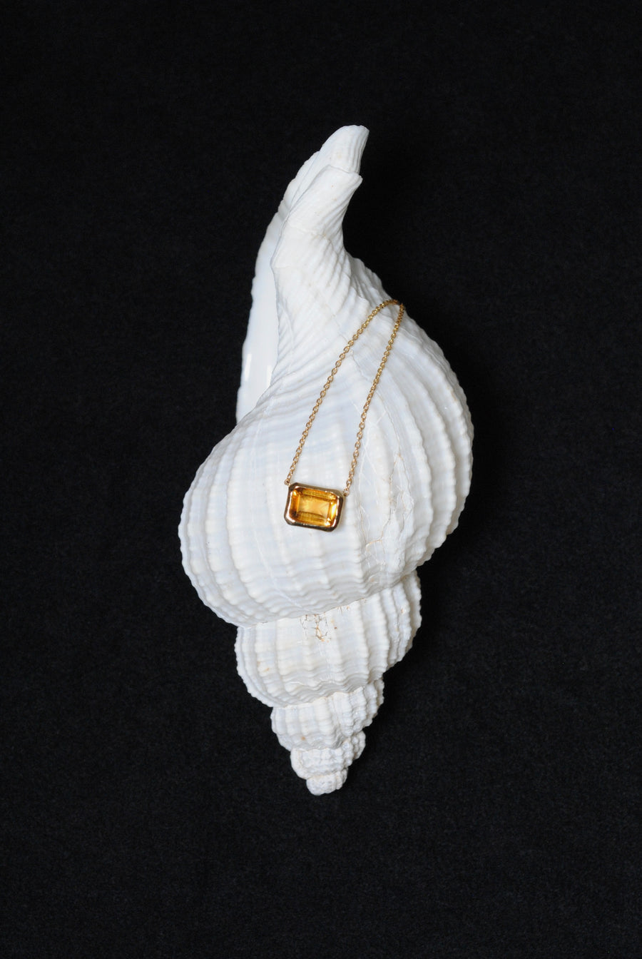 (ディープシトリン/silver) octagon tile necklace