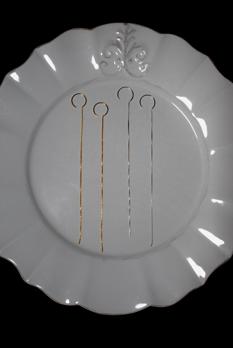 (silver) skinny chain earring