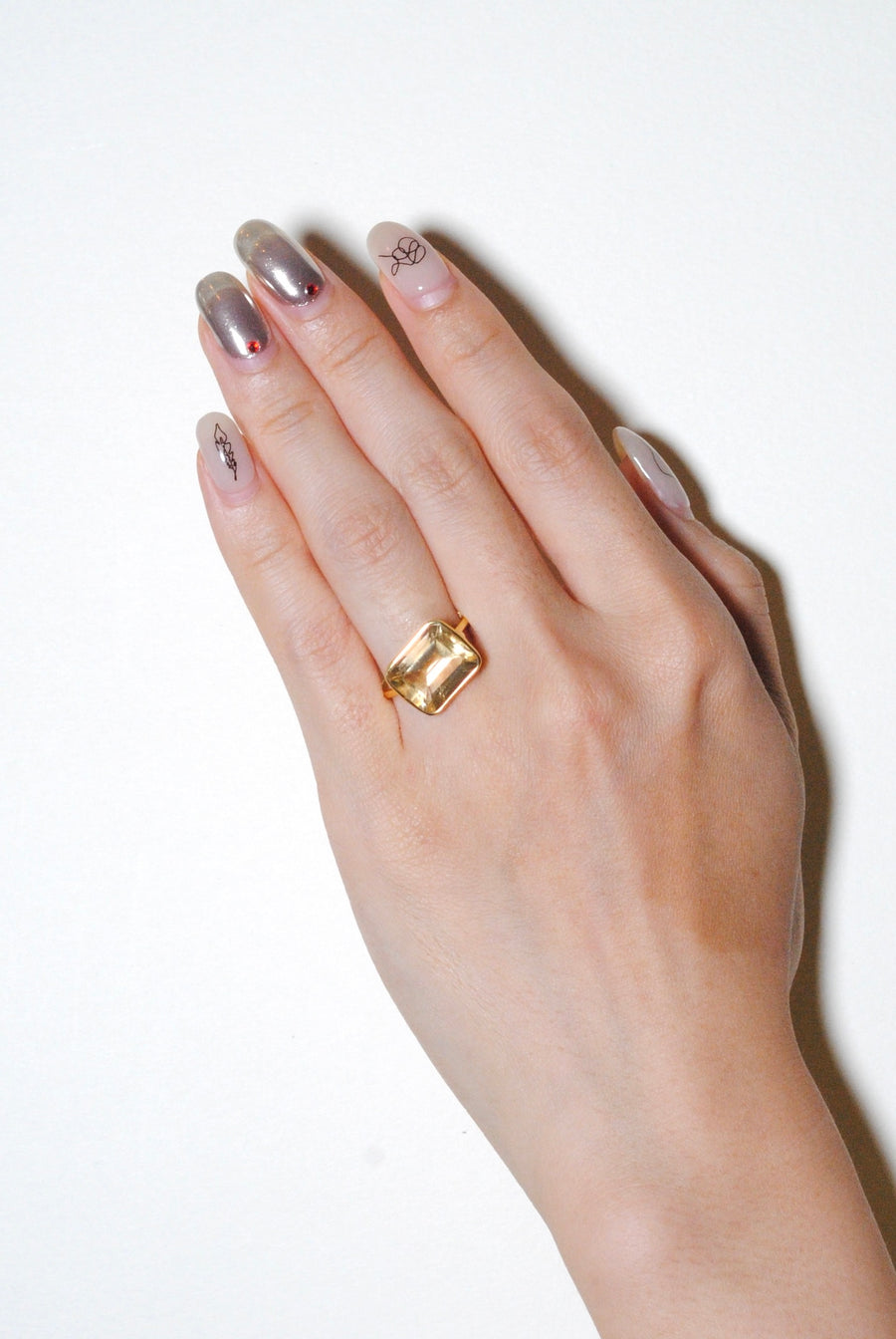 [EXCLUXIVE] (Citrine/Gold) Octagon Tile Ring