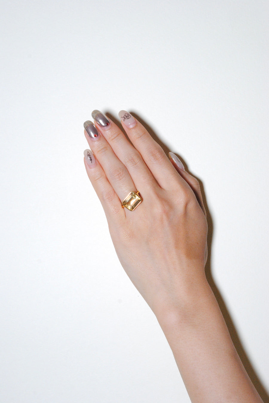 [EXCLUXIVE] (Citrine/Gold) Octagon Tile Ring