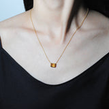 (ディープシトリン/silver) octagon tile necklace