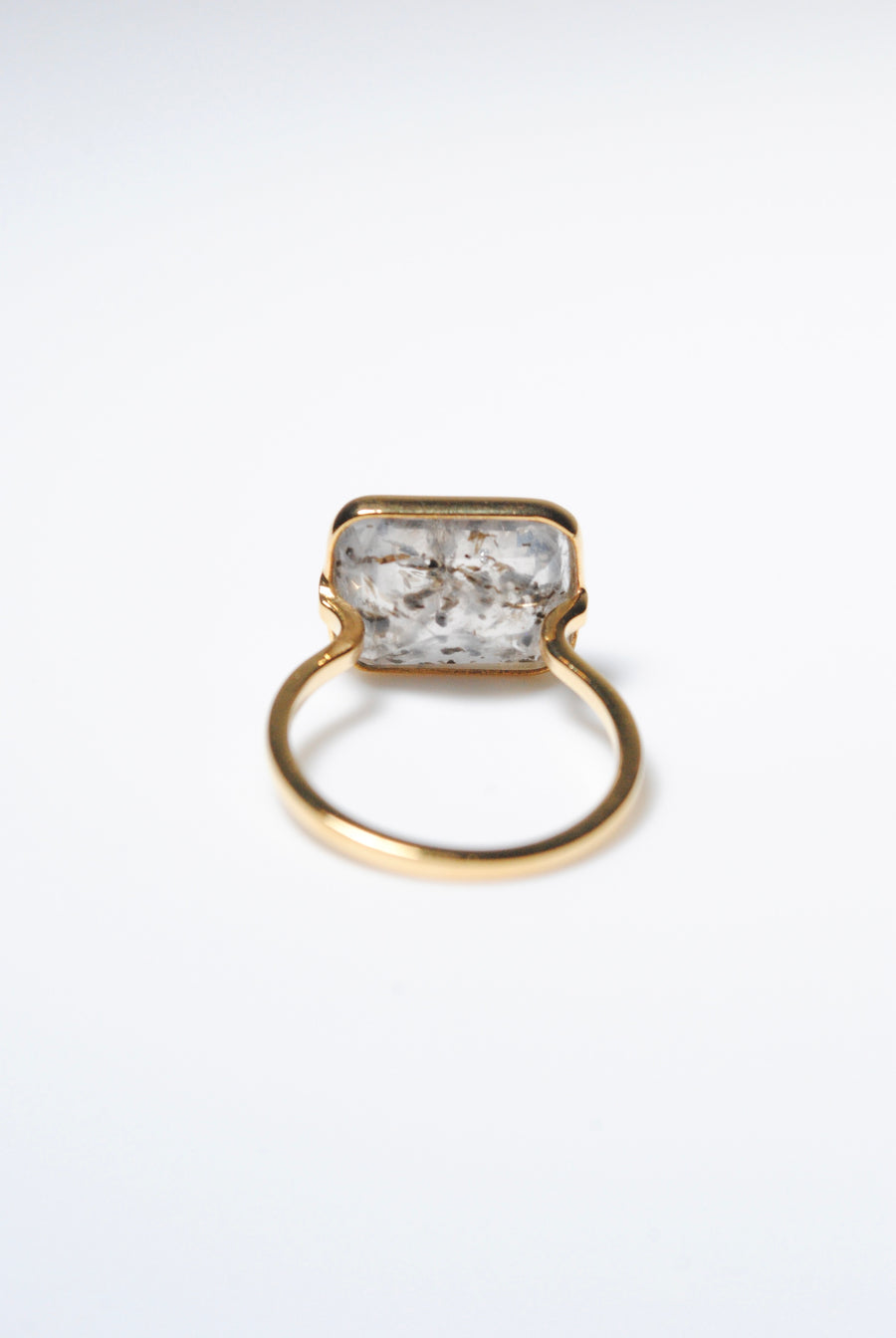 (Dot Quartz/gold) Octagon Tile Ring