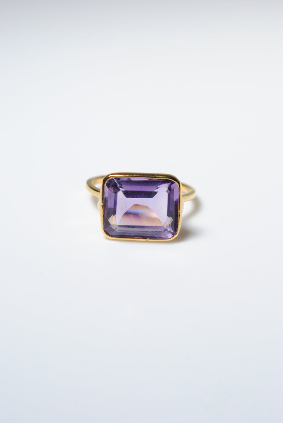 [EXCLUXIVE] (Deep Pink Amethyst/Gold) Octagon Tile Ring