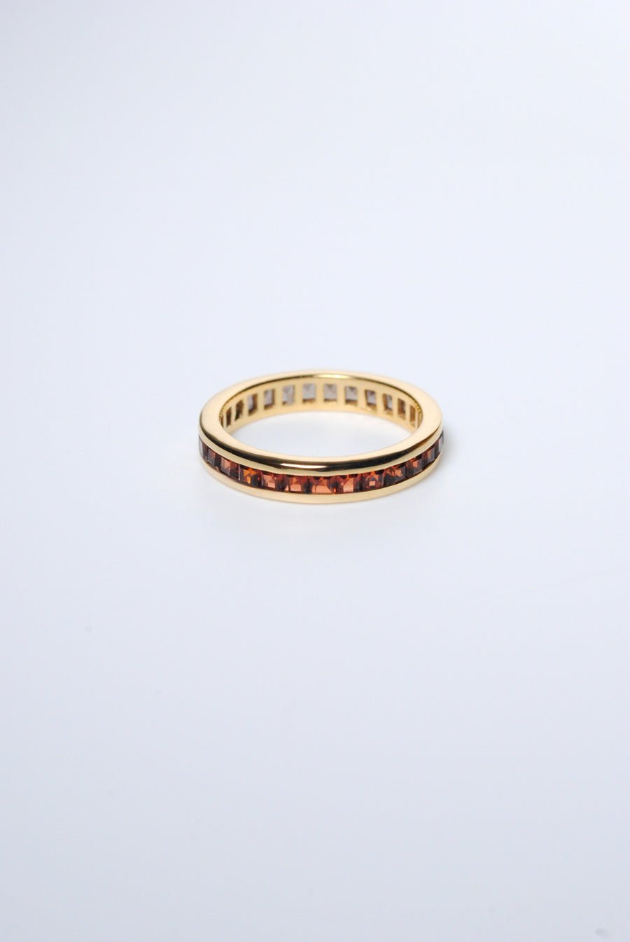 (Garnet &amp; Smoky Quartz/Gold) Bi-Color 3-Way Square Eternity Ring