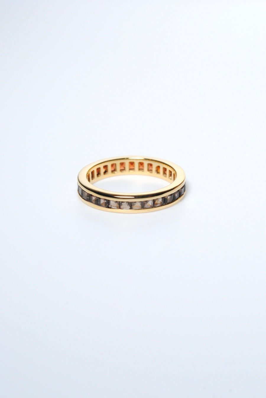 (Garnet &amp; Smoky Quartz/Gold) Bi-Color 3-Way Square Eternity Ring