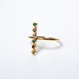 (ブルートパーズ＆スモーキークオーツ＆グリーンオニキス/gold) dotsn dots ring