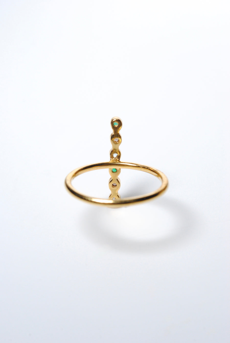 (ブルートパーズ＆スモーキークオーツ＆グリーンオニキス/gold) dotsn dots ring