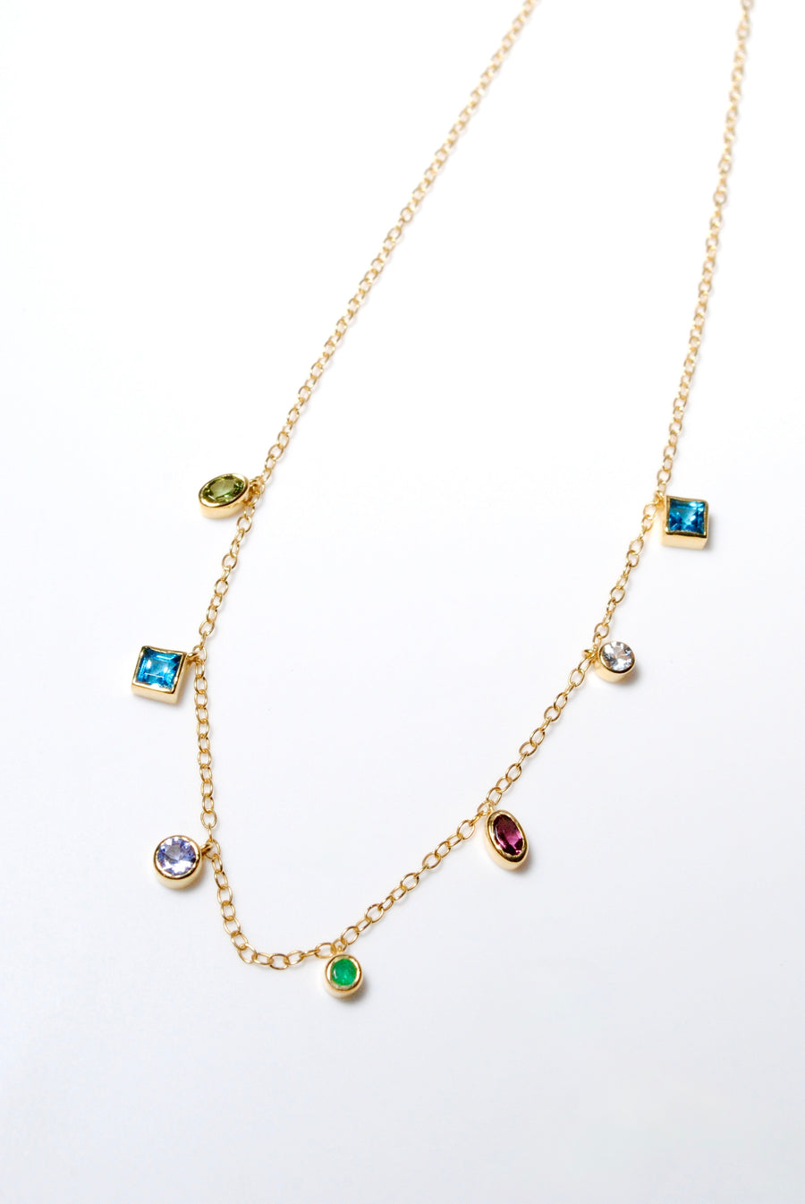 (エメラルド&グリーントルマリン&スイスブルートパーズ/gold) multi candy  necklace