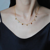 (エメラルド&グリーントルマリン&スイスブルートパーズ/gold) multi candy  necklace