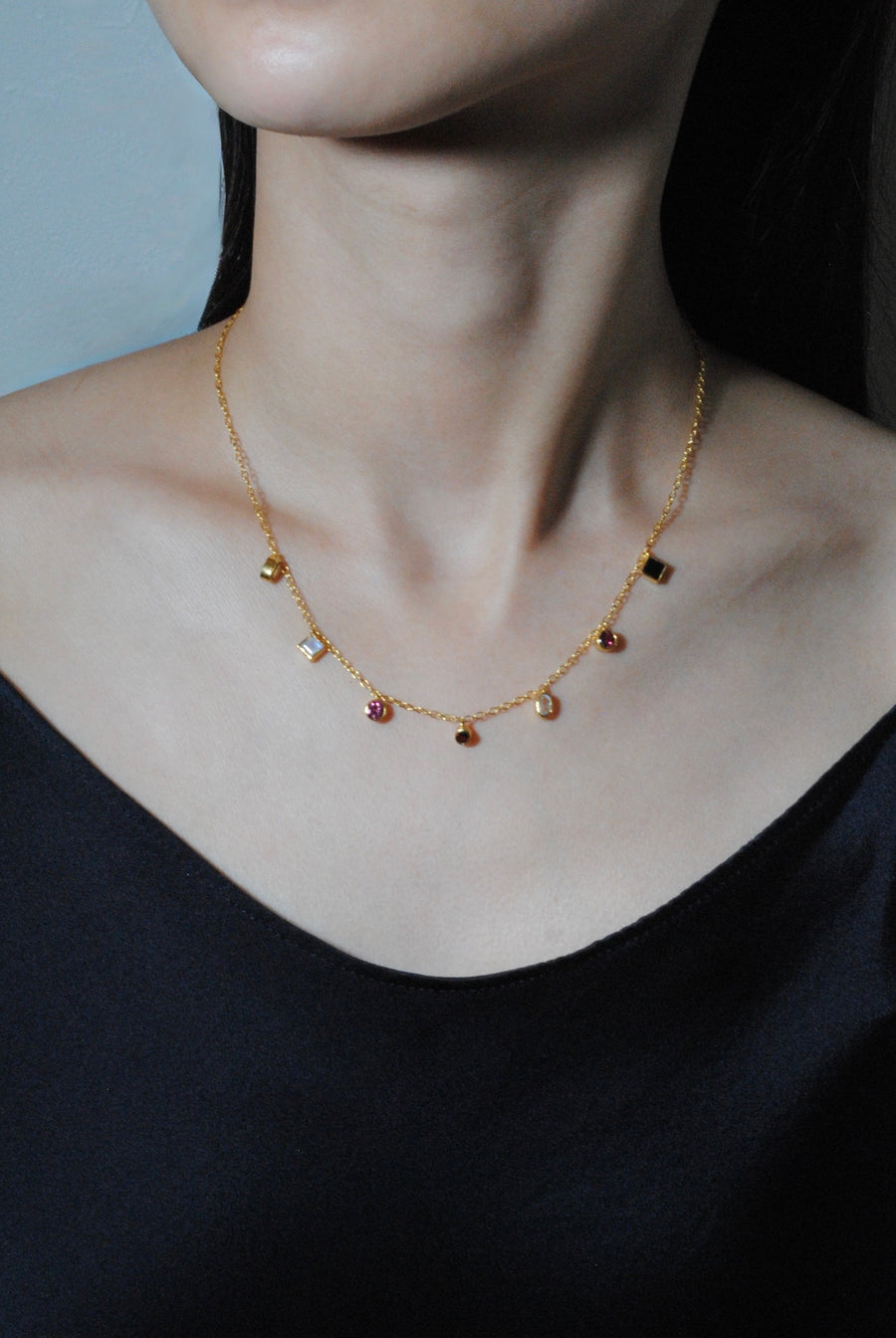 (ピンクトルマリン&ガーネット&シトリン/gold) multi candy  necklace