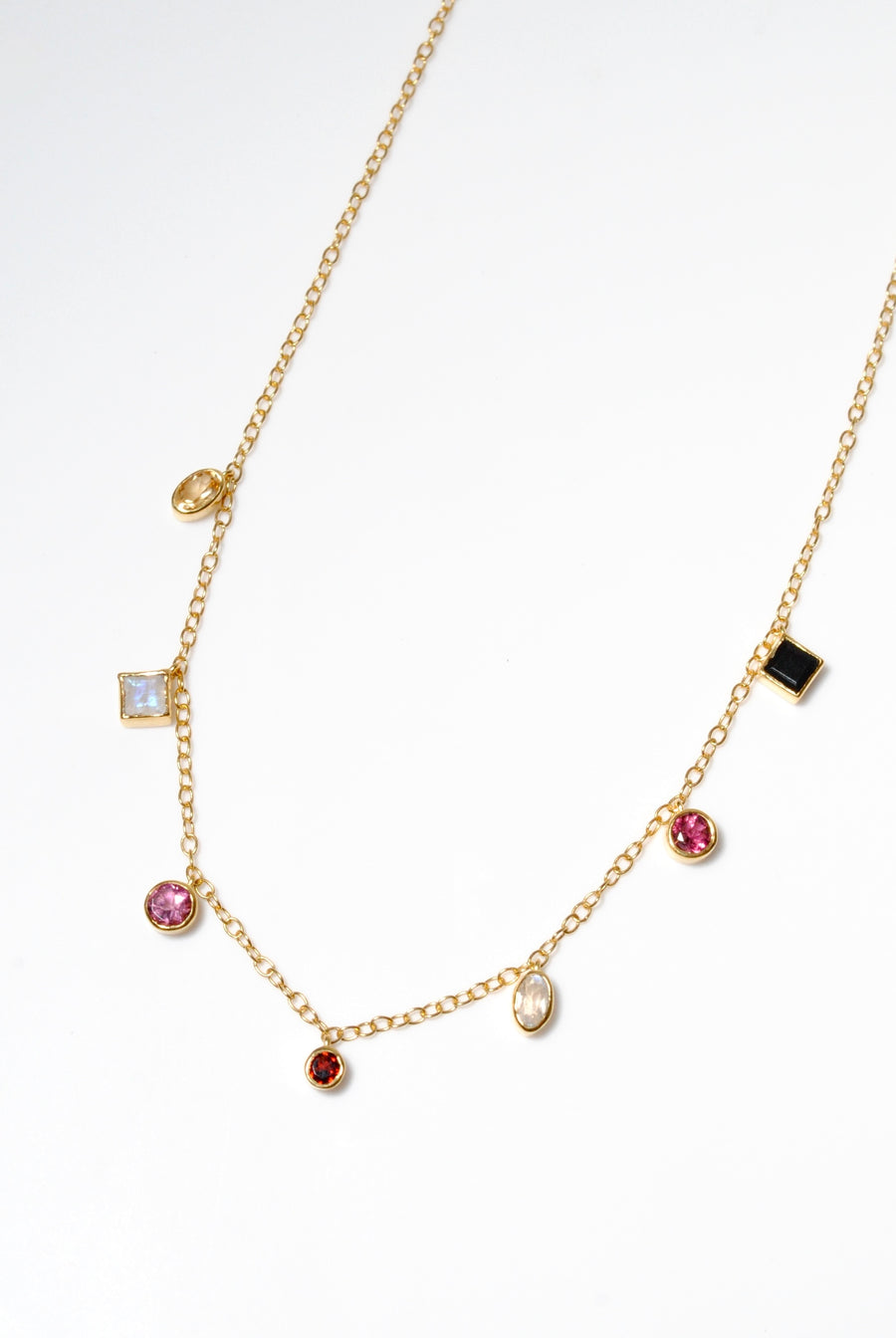 (ピンクトルマリン&ガーネット&シトリン/gold) multi candy  necklace