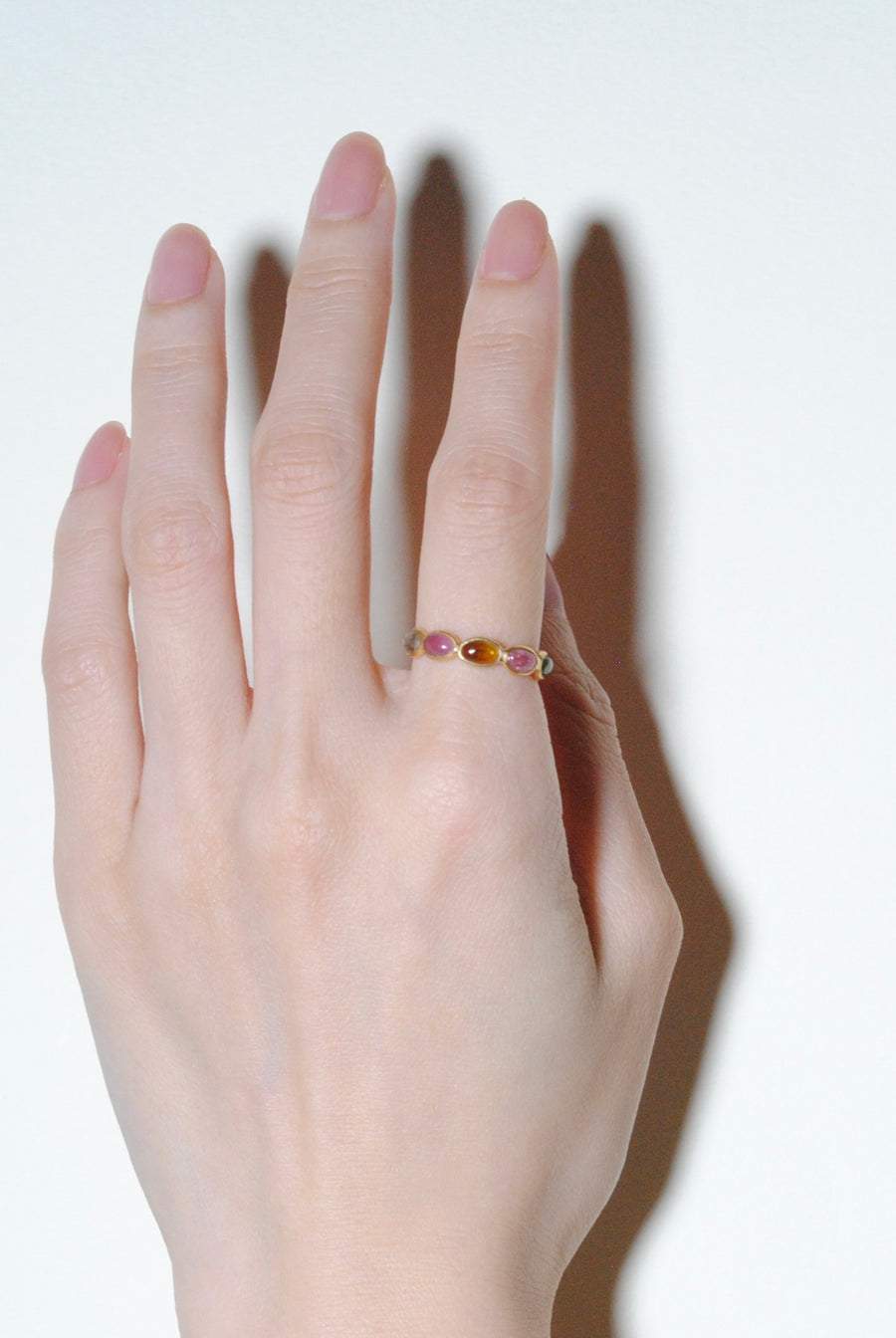 (マルチトルマリン/gold) oval horizon CAB eternity ring