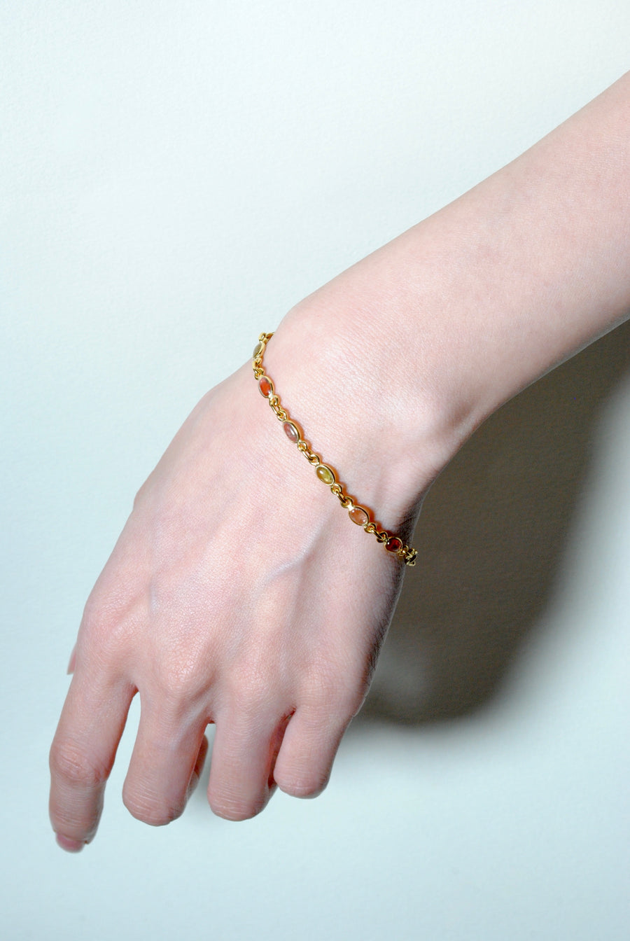 (マルチトルマリン/gold) oval horizon CAB eternity bracelet