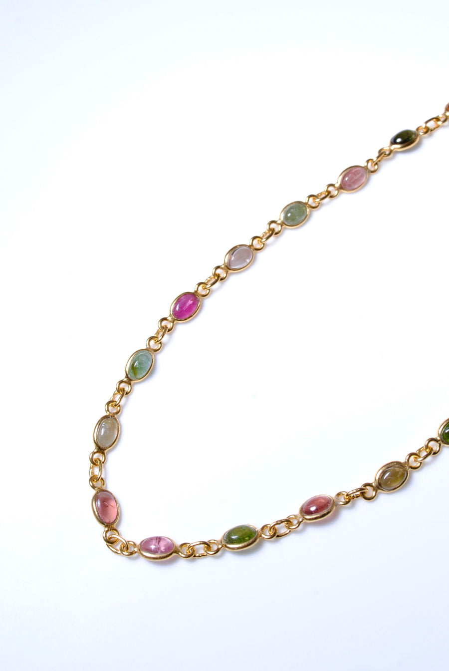 (マルチトルマリン/gold) oval horizon CAB eternity necklace