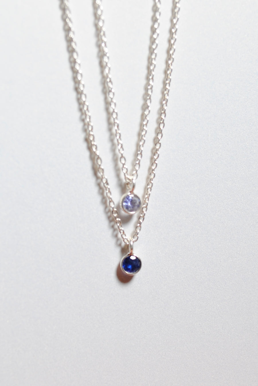 (サファイア/gold-silver) birth pinky necklace【9月誕生石】