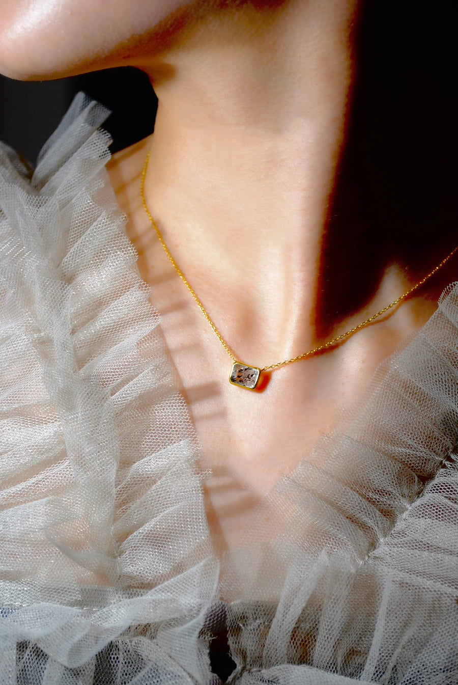 ドットクオーツ/silver) octagon tile necklace ODN143003 | ödül