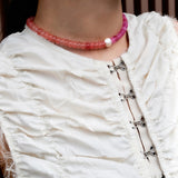 (ピンククオーツ/ストロベリークオーツ) 2way playful rosary necklace #001