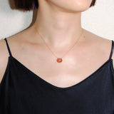 (サンストーン/gold) oval flower CAB  necklace