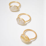 (ゴールデンルチルクオーツ/gold)：oval flower CAB ring