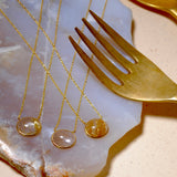 (ゴールデンルチルクオーツ/gold) oval flower CAB  necklace