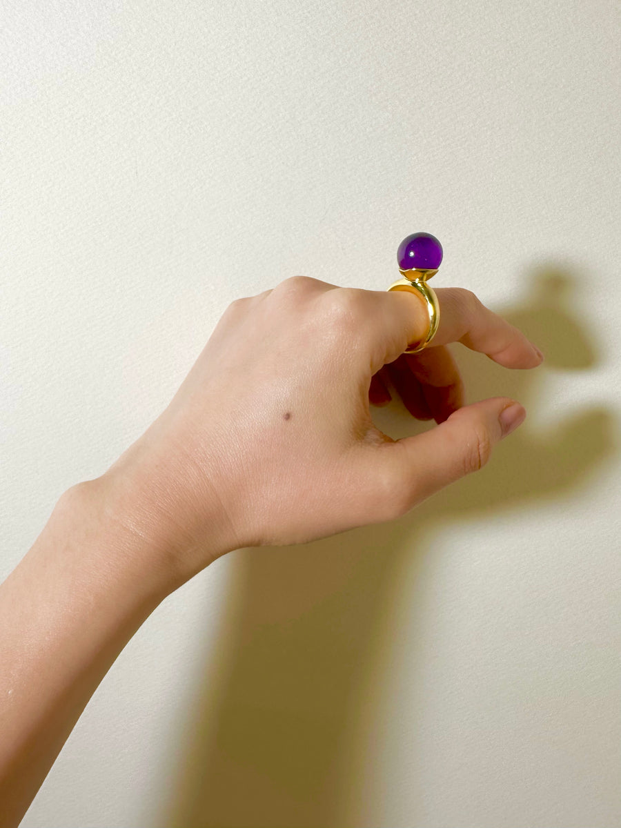 (Amethyst/gold) acorn candy ball ring