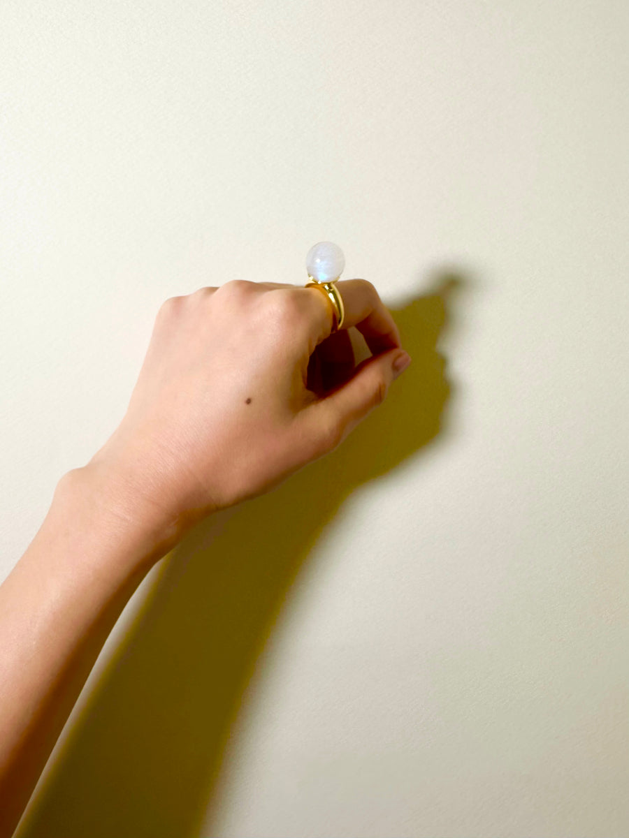 (レインボームーンストーン/gold) acorn ball ring