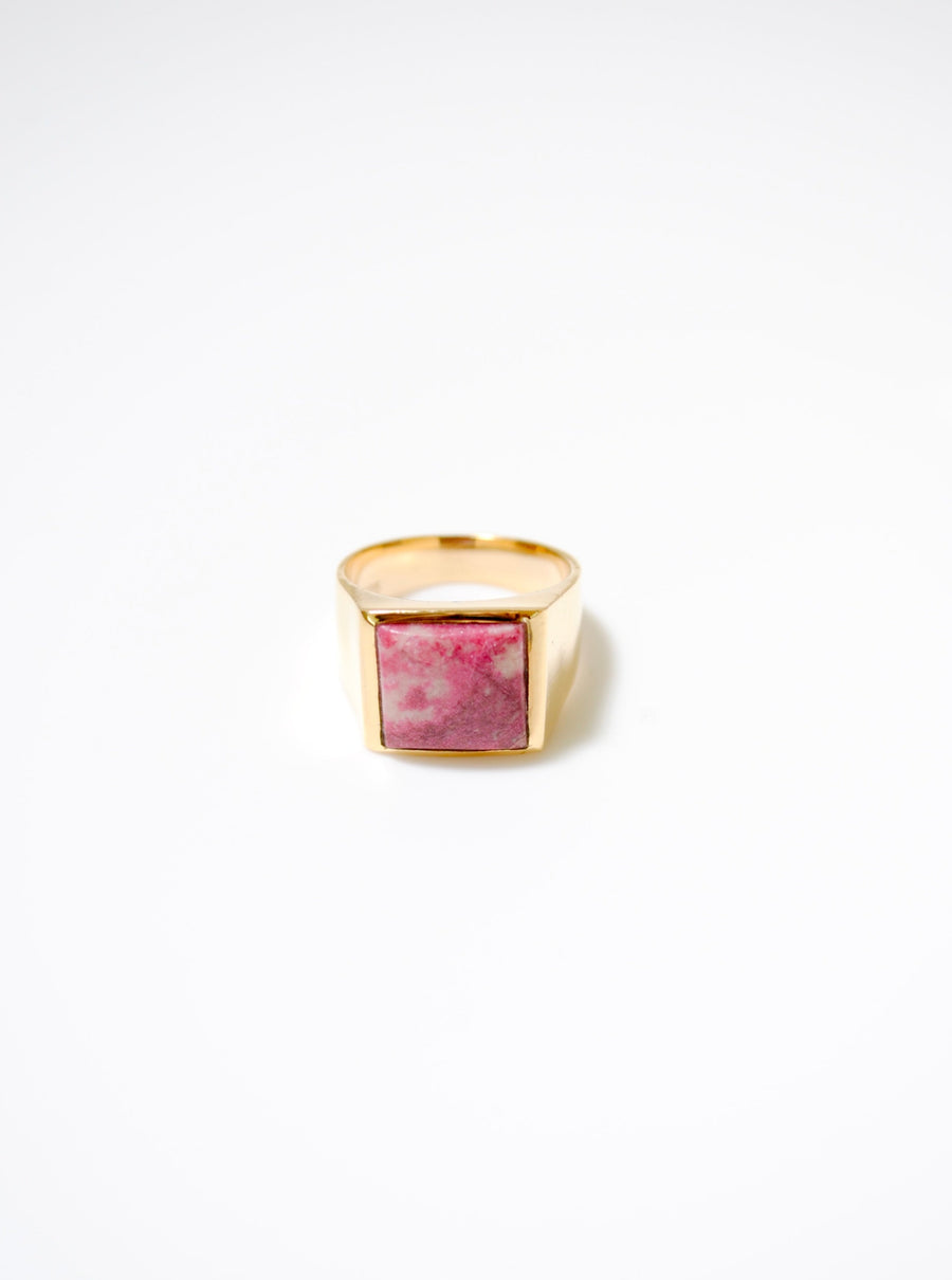 (Thulite/gold) unisex block ring