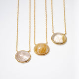 (ゴールデンルチルクオーツ/gold) oval flower CAB  necklace