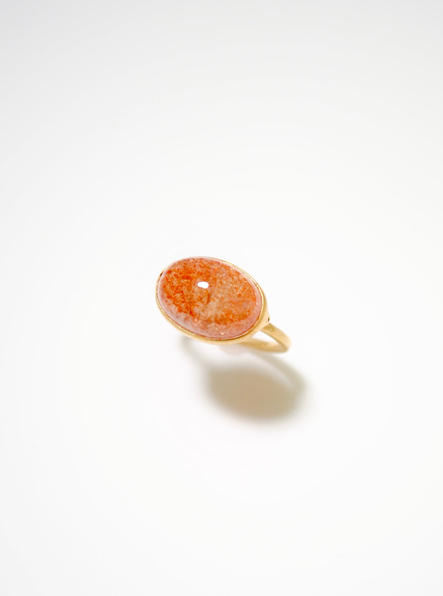 (サンストーン/gold) oval flower CAB  ring