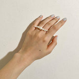 (パール/ silver ) waving pearl double finger ring