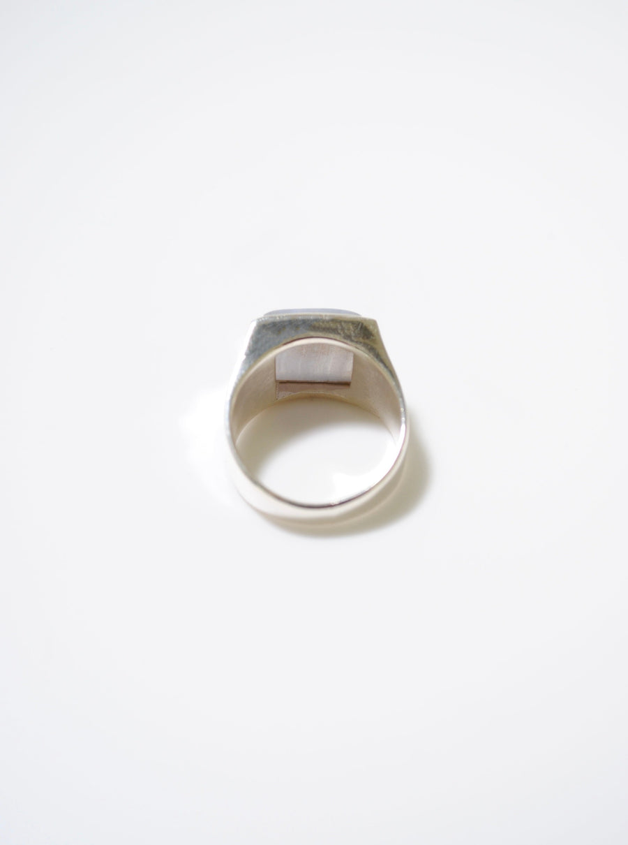 (Blue lace/silver) unisex block ring