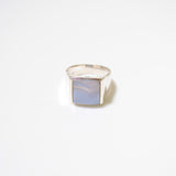 (Blue lace/silver) unisex block ring