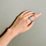 (ラリマー/silver) long heart rough ring