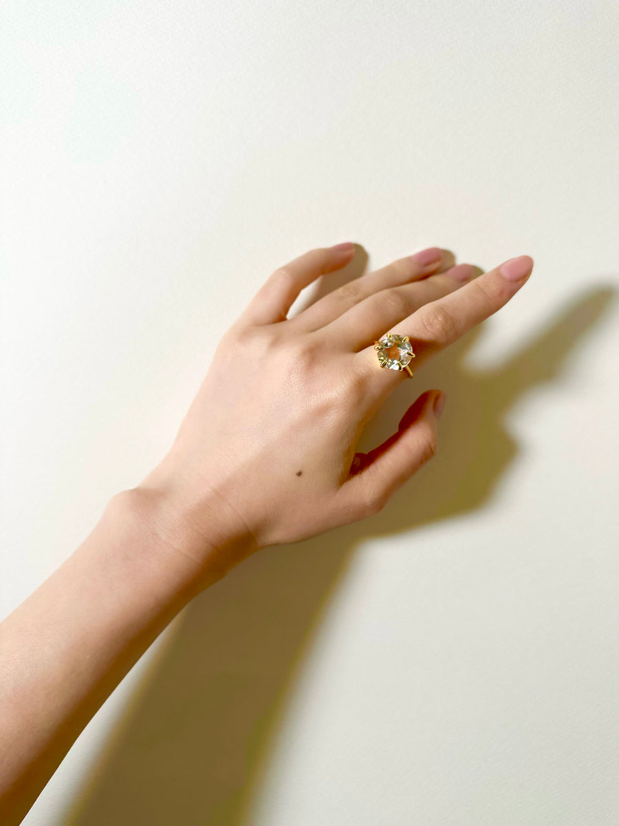 (Crystal/gold) Danger Star Inside Ring