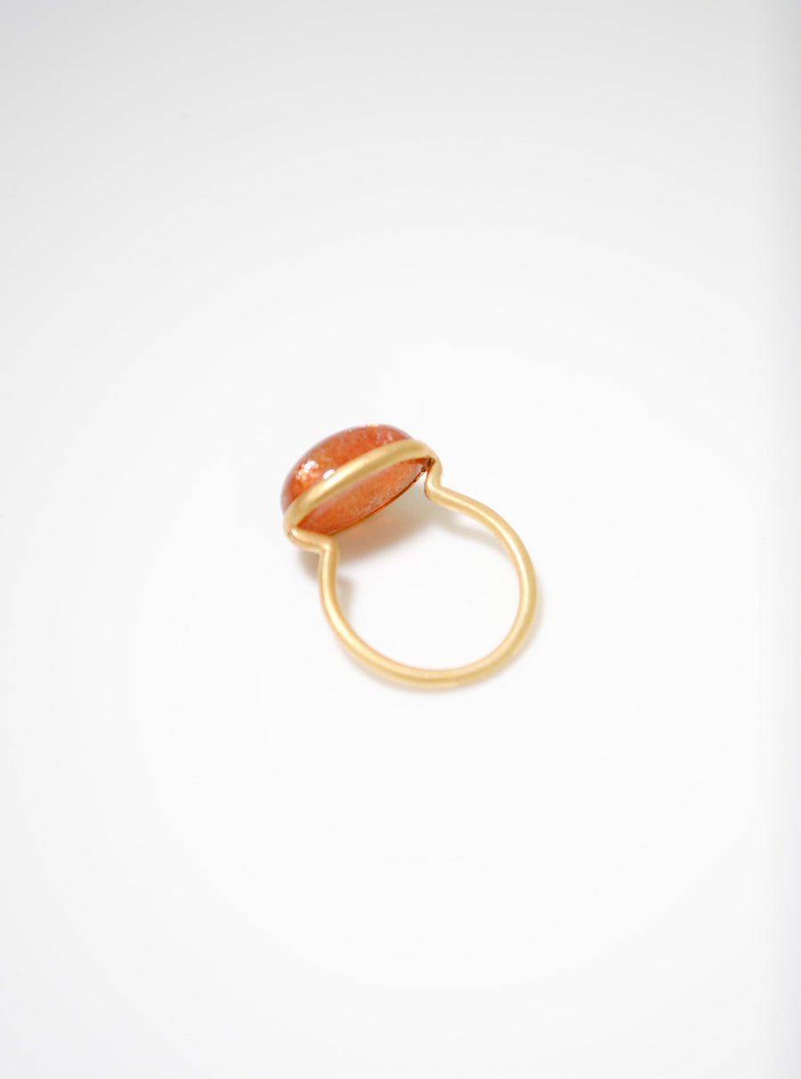 (サンストーン/gold) oval flower CAB  ring