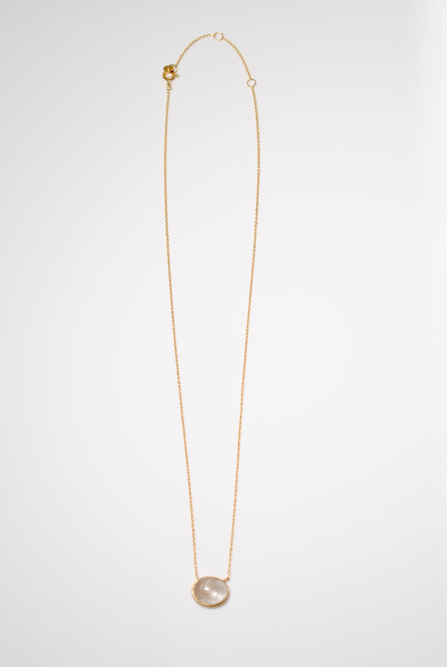 (Golden rutilated quartz/gold) oval flower CAB necklace