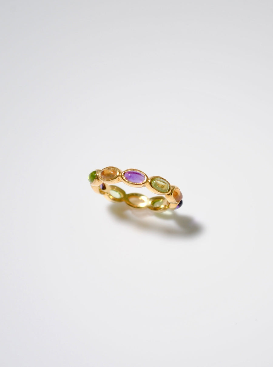 (Multicolor/gold) oval horizon CAB eternity ring