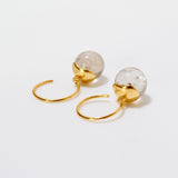 (ゴールデンルチルクオーツ/gold) acorn ball earring