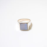 (Blue lace/silver) unisex block ring