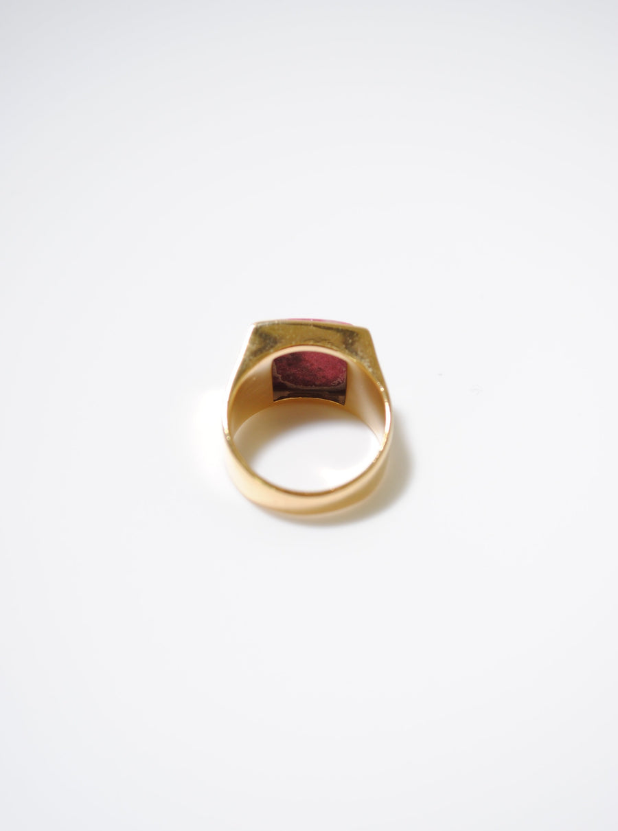 (Thulite/gold) unisex block ring