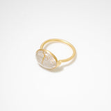 (ゴールデンルチルクオーツ/gold)：oval flower CAB ring