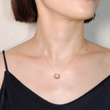 (ピーチムーンストーン/gold) oval flower CAB  necklace